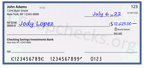 12625.00 dollars written on a check