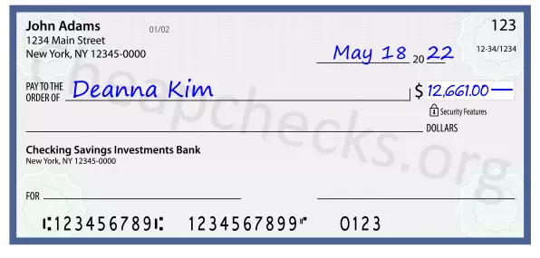 12661.00 dollars written on a check