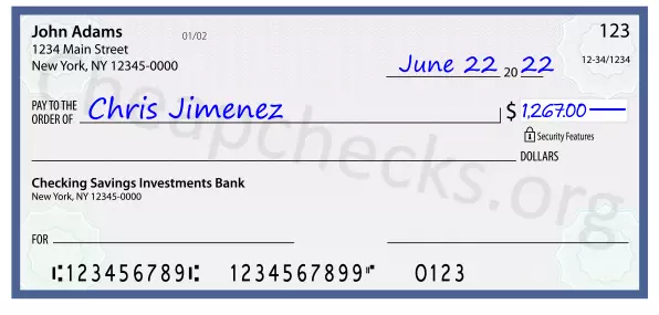 1267.00 dollars written on a check