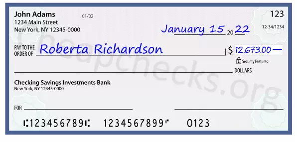 12673.00 dollars written on a check