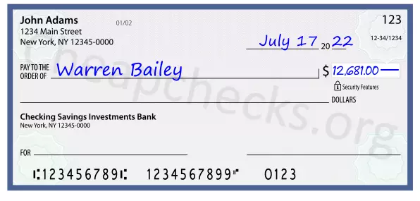 12681.00 dollars written on a check