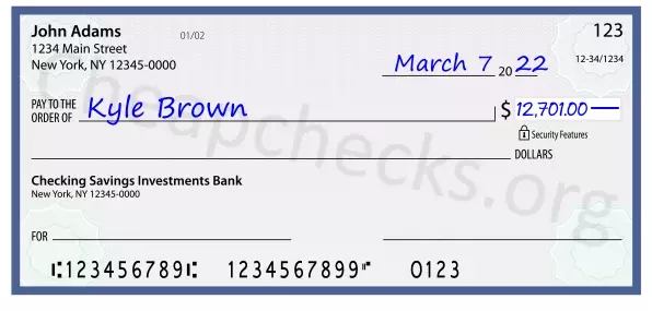 12701.00 dollars written on a check