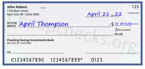 12703.00 dollars written on a check