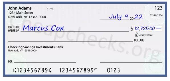 12725.00 dollars written on a check