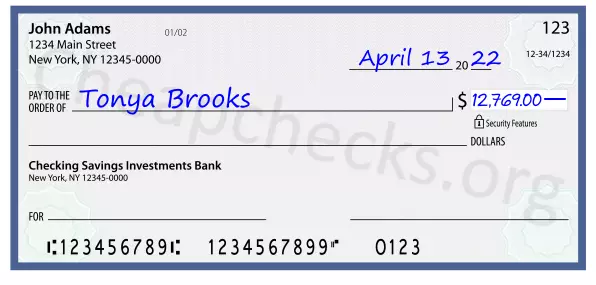 12769.00 dollars written on a check