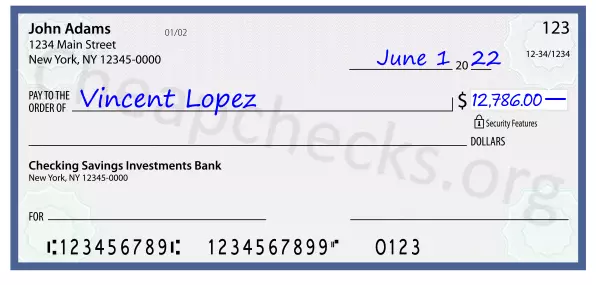 12786.00 dollars written on a check