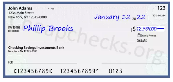 12789.00 dollars written on a check