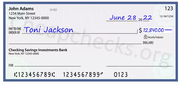 12840.00 dollars written on a check