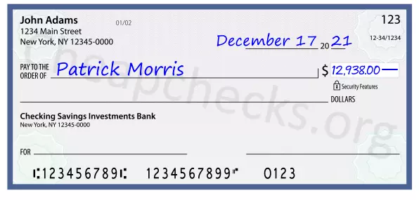 12938.00 dollars written on a check