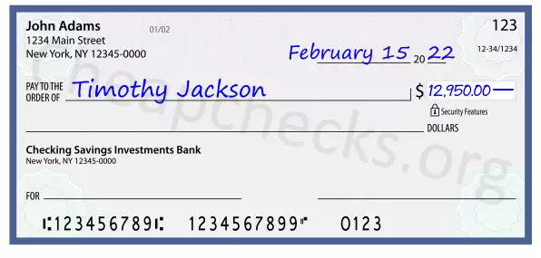 12950.00 dollars written on a check