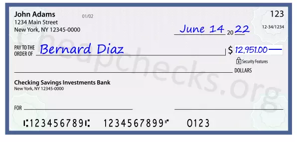 12951.00 dollars written on a check