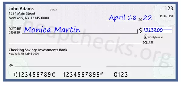 13138.00 dollars written on a check