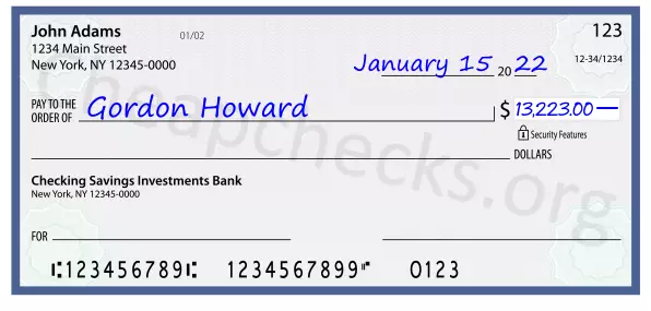 13223.00 dollars written on a check