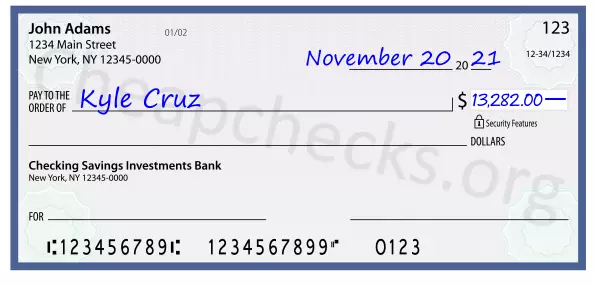 13282.00 dollars written on a check