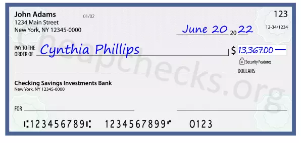 13367.00 dollars written on a check