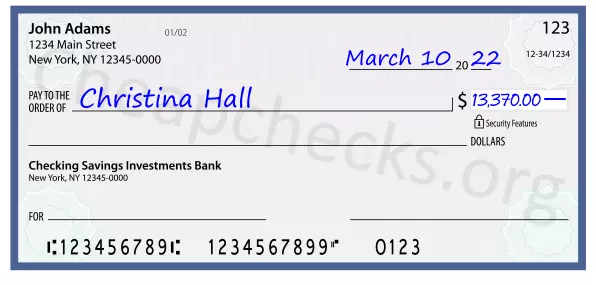 13370.00 dollars written on a check