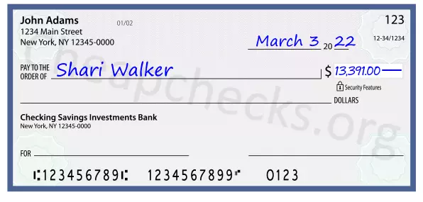 13391.00 dollars written on a check