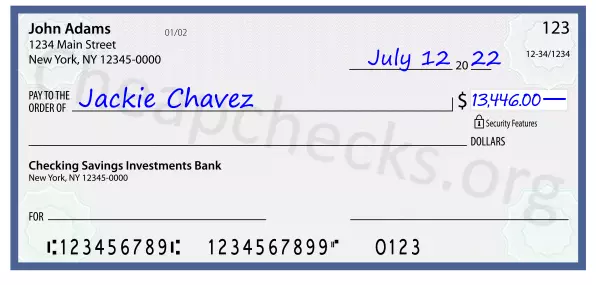 13446.00 dollars written on a check