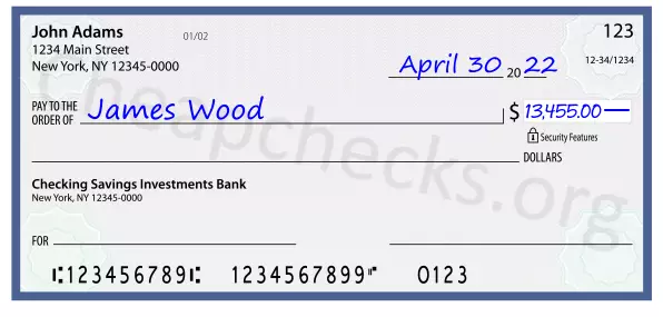 13455.00 dollars written on a check