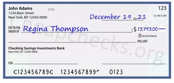 13793.00 dollars written on a check