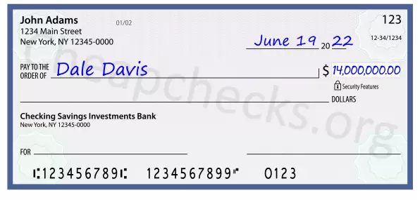 14000000.00 dollars written on a check