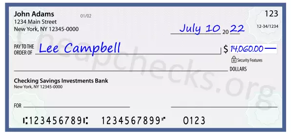 14060.00 dollars written on a check