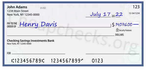 14076.00 dollars written on a check