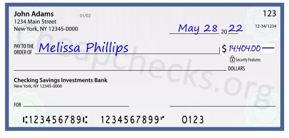 14404.00 dollars written on a check