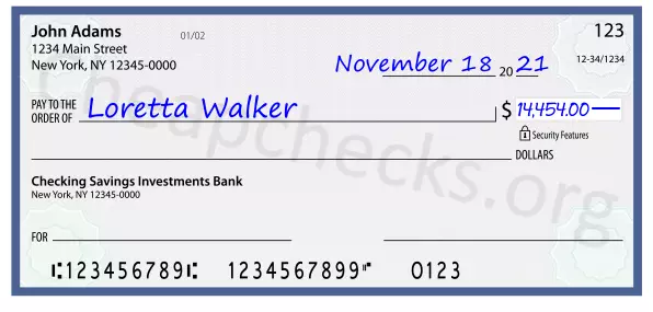 14454.00 dollars written on a check