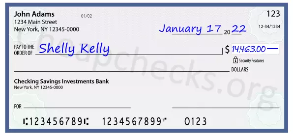 14463.00 dollars written on a check