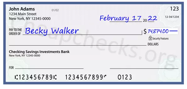 14874.00 dollars written on a check