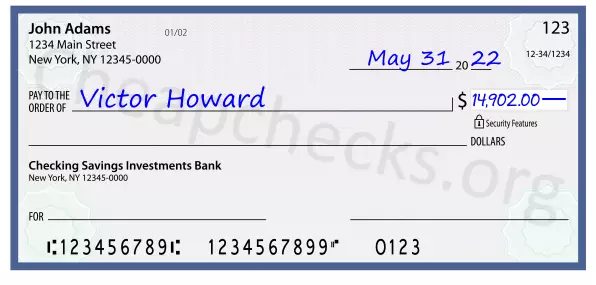 14902.00 dollars written on a check