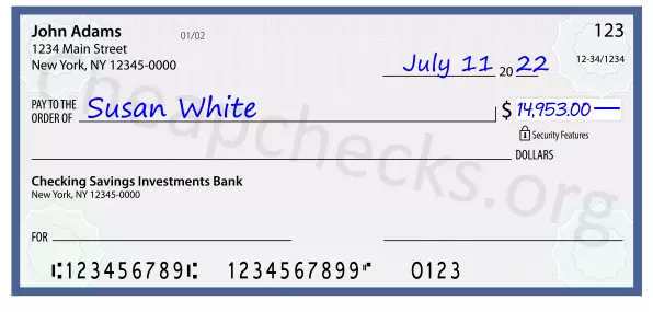 14953.00 dollars written on a check