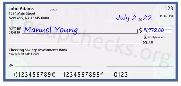 14972.00 dollars written on a check