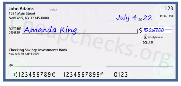 15267.00 dollars written on a check