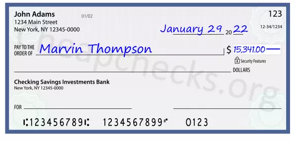 15341.00 dollars written on a check