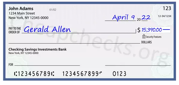 15390.00 dollars written on a check