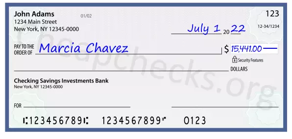 15441.00 dollars written on a check