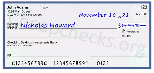 15475.00 dollars written on a check