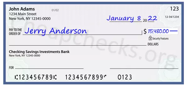 15480.00 dollars written on a check