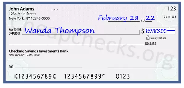 15483.00 dollars written on a check