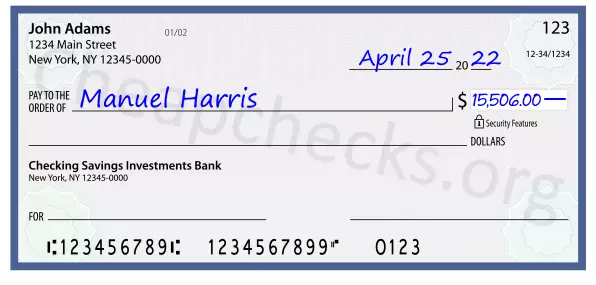 15506.00 dollars written on a check