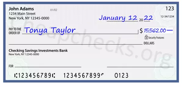 15562.00 dollars written on a check