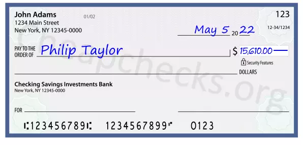 15610.00 dollars written on a check