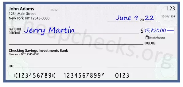 15720.00 dollars written on a check
