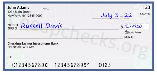 15749.00 dollars written on a check