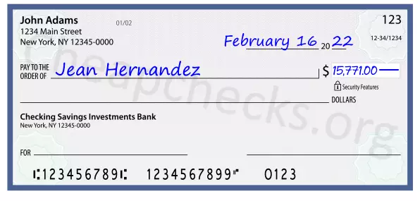 15771.00 dollars written on a check