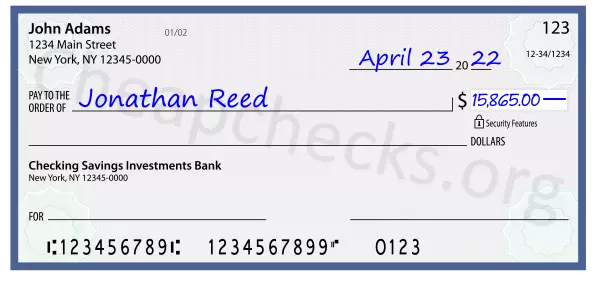 15865.00 dollars written on a check