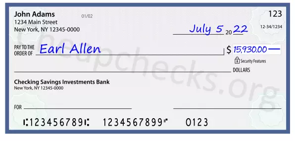 15930.00 dollars written on a check