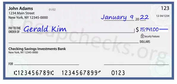 15941.00 dollars written on a check